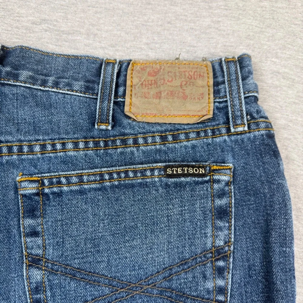 Stetson 1520 Standard Straight Leg Mens Blue Denim Jeans 36x32 (Fits 34x30)